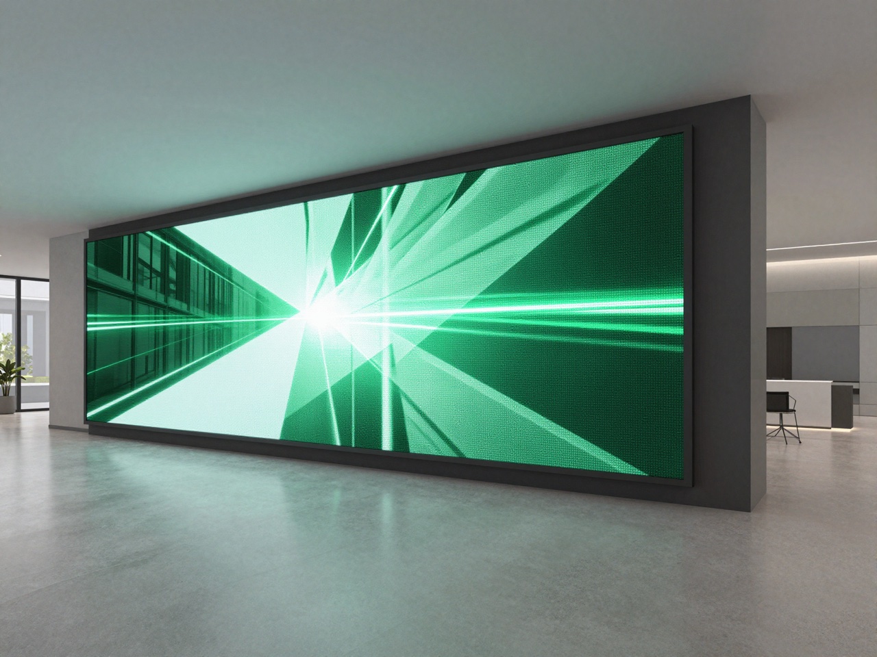 Festinstallierte LED-Wand in Bürolobby